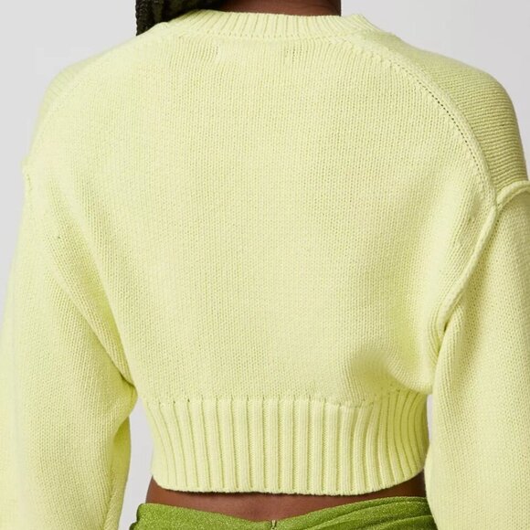 NWT Urban Outfitters Aiden Chunky Knit Cropped Yellow Sweater - Picture 3 of 5